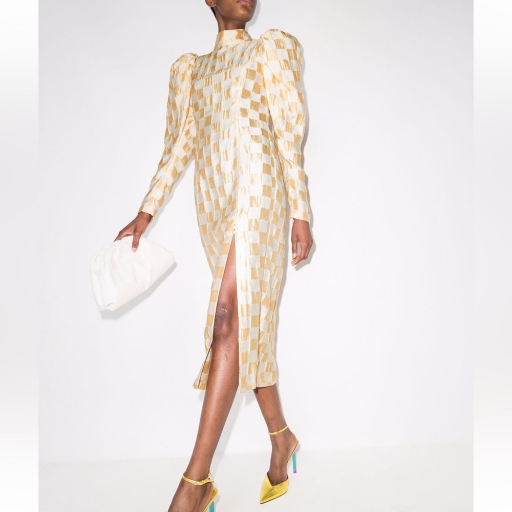 ROTATE | Theresa Checkerboard Jacquard Dress